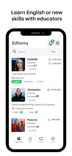 ดาวน์โหลด Edhomy Platform เวอร์ชันล่าสุด – เรียนภาษาใหม่กับครูมืออาชีพ ฟรี - Screenshot 1