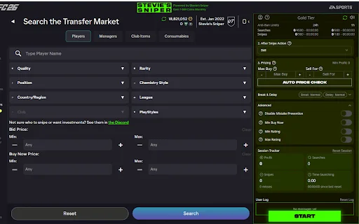 ดาวน์โหลด FC 26 Sniping Bot ฟรี – บอทช่วยเทรดทำกำไรใน Ultimate Team - Screenshot 1