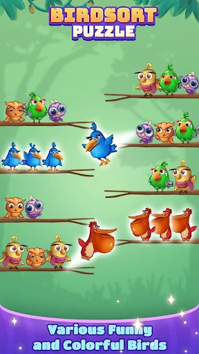 ดาวน์โหลด Bird Sort: Color Puzzle Master ล่าสุด – เกมเรียงนกสีสันสดใสฟรี - Screenshot 11