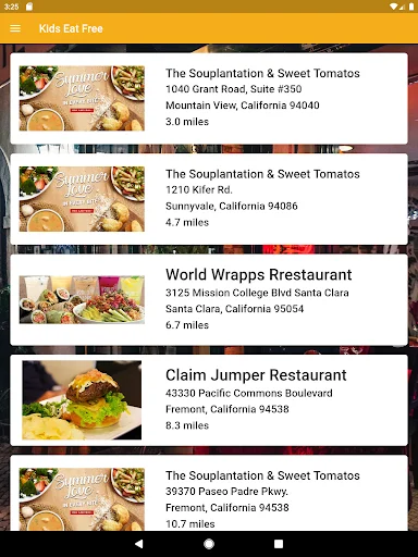 ดาวน์โหลด Kids Eat Free ล่าสุด – ค้นหาร้านอาหารเด็กทานฟรี ฟรี - Screenshot 8