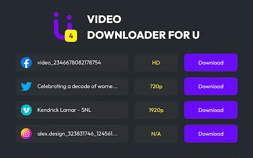 ดาวน์โหลด Video Downloader for U เวอร์ชันล่าสุด – บันทึกวิดีโอฟรี - Screenshot 1
