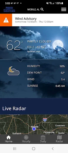 ดาวน์โหลด FOX10 Weather Mobile Alabama ล่าสุด – พยากรณ์อากาศแม่นยำฟรี - Screenshot 1