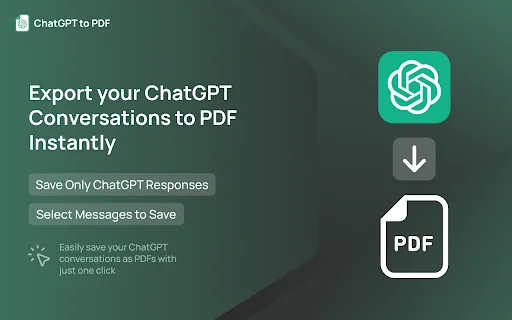 ChatGPT to PDF – บันทึกและส่งออกแชท ChatGPT เป็นไฟล์ PDF ง่ายๆ - Screenshot 1
