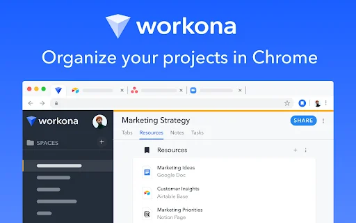ดาวน์โหลด Workona Tab Manager ฟรี – จัดระเบียบแท็บเบราว์เซอร์ให้เป็นมืออาชีพ - Screenshot 1