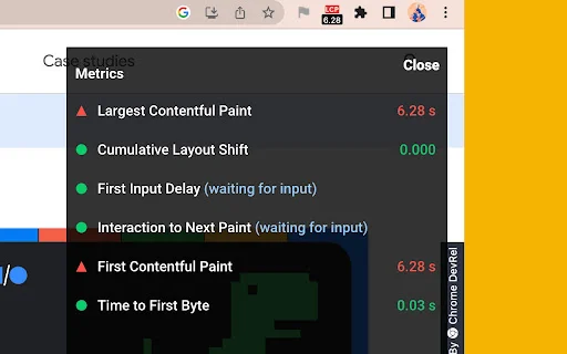 ดาวน์โหลด Web Vitals ส่วนขยายวัดประสิทธิภาพเว็บไซต์ที่ดีที่สุด - Screenshot 3