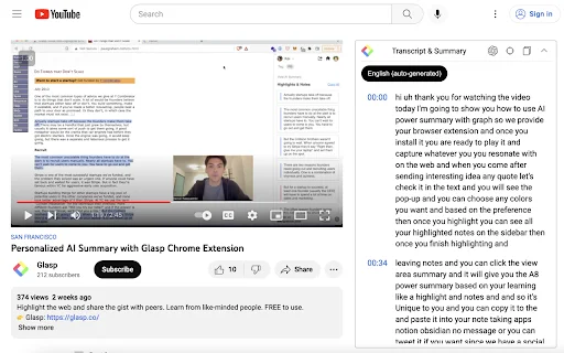 YouTube Summary & ChatGPT by Glasp: สรุปวิดีโอฟรีด้วย AI - Screenshot 3