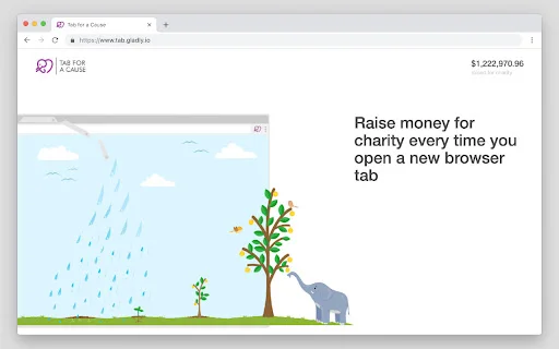 ดาวน์โหลด Tab for a Cause ฟรี – เปลี่ยนแท็บเบราว์เซอร์เป็นเงินบริจาคการกุศล - Screenshot 1