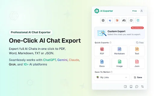 ดาวน์โหลด AI Exporter – บันทึกแชท ChatGPT, Gemini เป็น PDF/Word ง่ายๆ - Screenshot 1